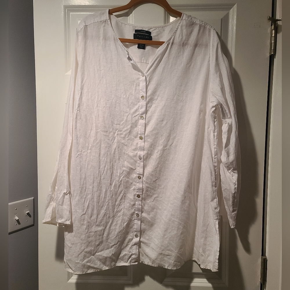 Tahari XL linen tunic top